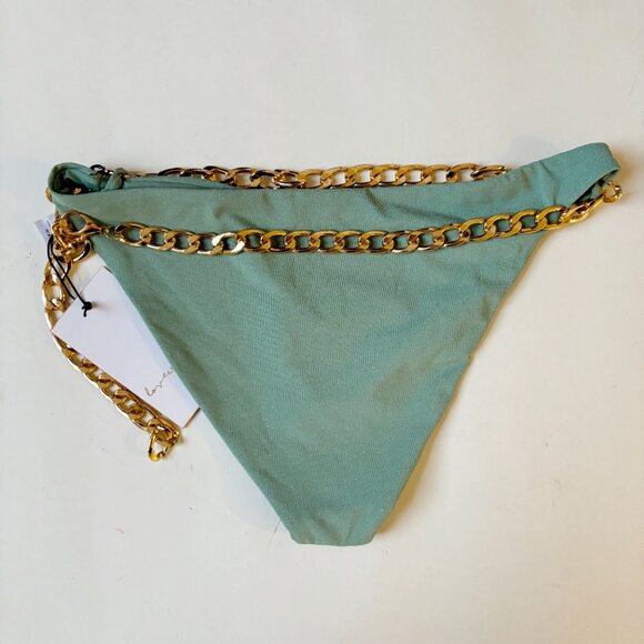 LOVEWAVE Wailani Bikini Bottom Low Rise Chain NWT Green Mint Swim Bathing Suit S - Picture 3 of 8